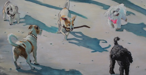 Small Dog Walk one
17.5 x 36
oil and charcoal on aluminum